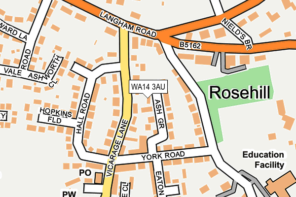 WA14 3AU map - OS OpenMap – Local (Ordnance Survey)