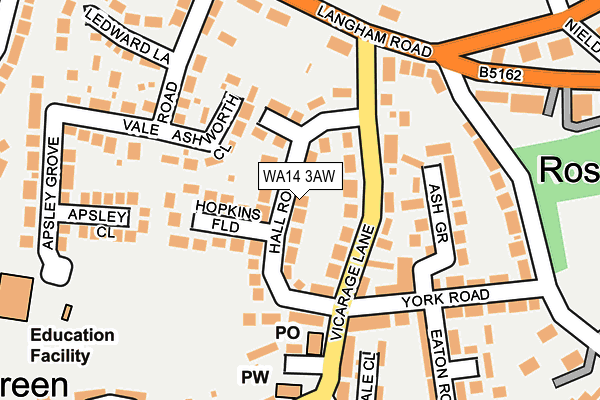 WA14 3AW map - OS OpenMap – Local (Ordnance Survey)
