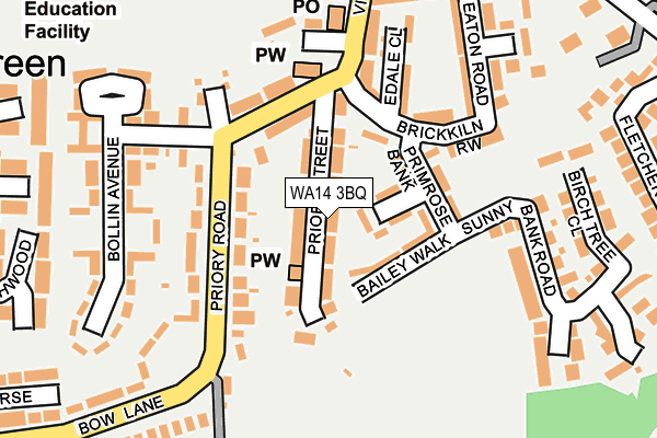 WA14 3BQ map - OS OpenMap – Local (Ordnance Survey) WA14 3BQ map - OS OpenMap – Local (Ordnance Survey)