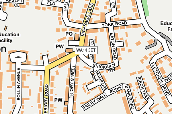 WA14 3ET map - OS OpenMap – Local (Ordnance Survey) WA14 3ET map - OS OpenMap – Local (Ordnance Survey)