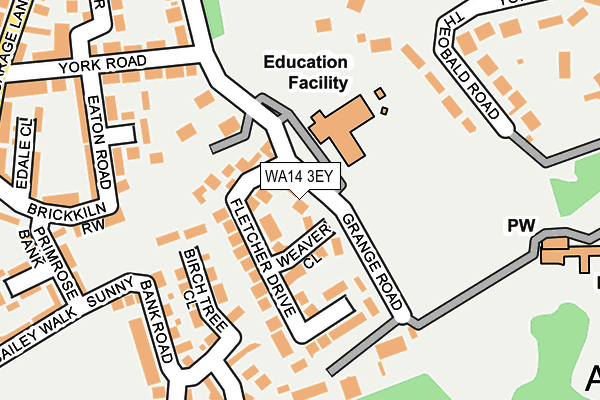 WA14 3EY map - OS OpenMap – Local (Ordnance Survey) WA14 3EY map - OS OpenMap – Local (Ordnance Survey)