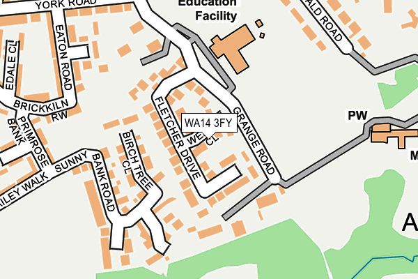 WA14 3FY map - OS OpenMap – Local (Ordnance Survey) WA14 3FY map - OS OpenMap – Local (Ordnance Survey)