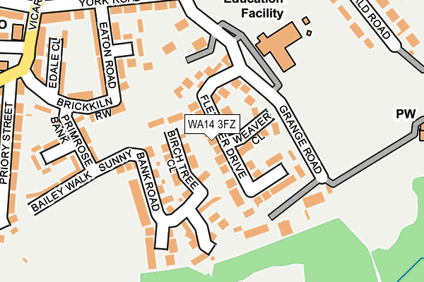 WA14 3FZ map - OS OpenMap – Local (Ordnance Survey) WA14 3FZ map - OS OpenMap – Local (Ordnance Survey)