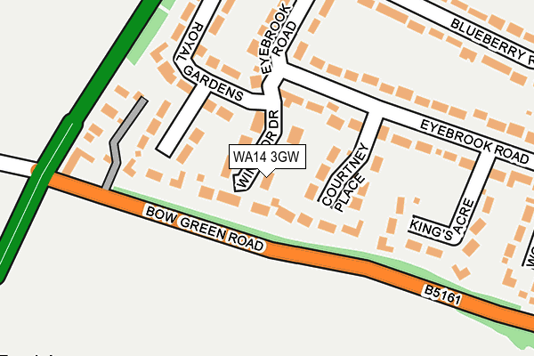 WA14 3GW map - OS OpenMap – Local (Ordnance Survey) WA14 3GW map - OS OpenMap – Local (Ordnance Survey)