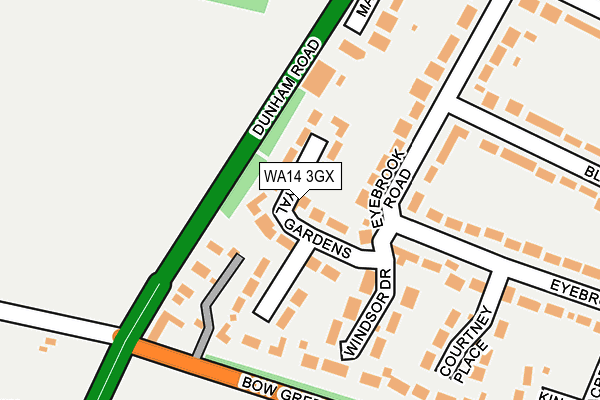 WA14 3GX map - OS OpenMap – Local (Ordnance Survey) WA14 3GX map - OS OpenMap – Local (Ordnance Survey)