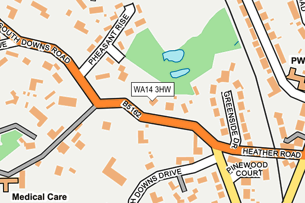 WA14 3HW map - OS OpenMap – Local (Ordnance Survey) WA14 3HW map - OS OpenMap – Local (Ordnance Survey)