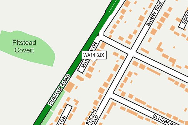 WA14 3JX map - OS OpenMap – Local (Ordnance Survey) WA14 3JX map - OS OpenMap – Local (Ordnance Survey)
