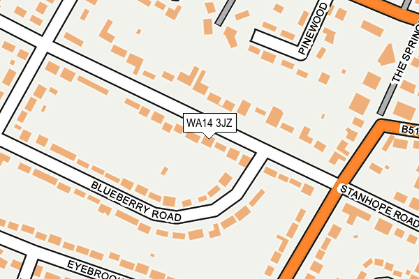 WA14 3JZ map - OS OpenMap – Local (Ordnance Survey) WA14 3JZ map - OS OpenMap – Local (Ordnance Survey)