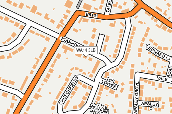 WA14 3LB map - OS OpenMap – Local (Ordnance Survey) WA14 3LB map - OS OpenMap – Local (Ordnance Survey)