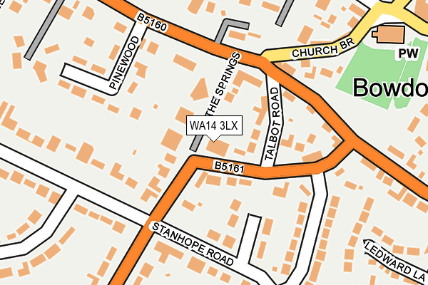 WA14 3LX map - OS OpenMap – Local (Ordnance Survey) WA14 3LX map - OS OpenMap – Local (Ordnance Survey)
