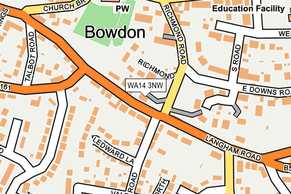 WA14 3NW map - OS OpenMap – Local (Ordnance Survey) WA14 3NW map - OS OpenMap – Local (Ordnance Survey)