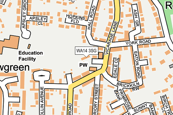 WA14 3SG map - OS OpenMap – Local (Ordnance Survey) WA14 3SG map - OS OpenMap – Local (Ordnance Survey)