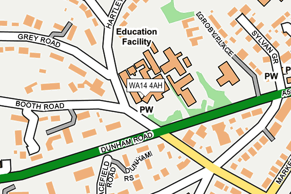 WA14 4AH map - OS OpenMap – Local (Ordnance Survey) WA14 4AH map - OS OpenMap – Local (Ordnance Survey)