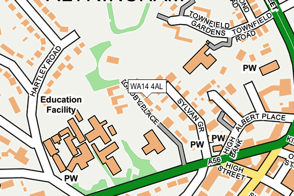 WA14 4AL map - OS OpenMap – Local (Ordnance Survey) WA14 4AL map - OS OpenMap – Local (Ordnance Survey)