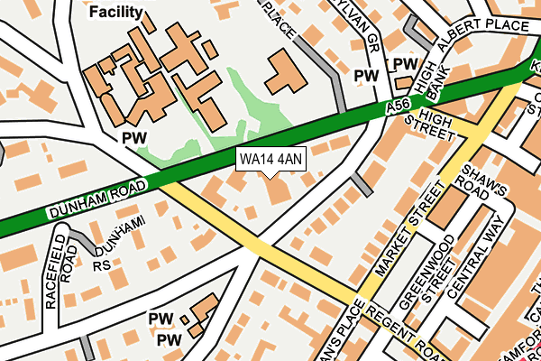 WA14 4AN map - OS OpenMap – Local (Ordnance Survey) WA14 4AN map - OS OpenMap – Local (Ordnance Survey)
