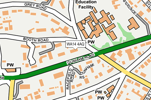 WA14 4AQ map - OS OpenMap – Local (Ordnance Survey) WA14 4AQ map - OS OpenMap – Local (Ordnance Survey)