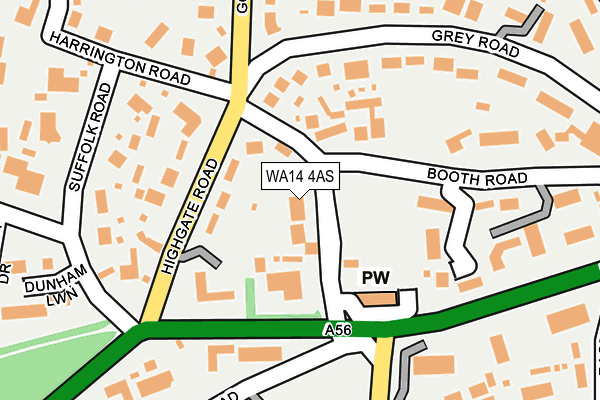 WA14 4AS map - OS OpenMap – Local (Ordnance Survey) WA14 4AS map - OS OpenMap – Local (Ordnance Survey)