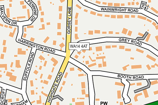WA14 4AT map - OS OpenMap – Local (Ordnance Survey) WA14 4AT map - OS OpenMap – Local (Ordnance Survey)