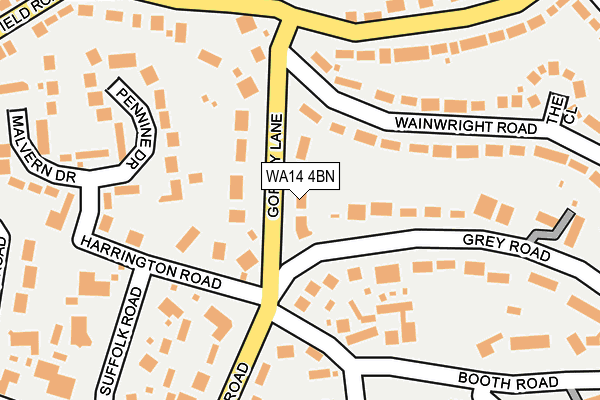WA14 4BN map - OS OpenMap – Local (Ordnance Survey) WA14 4BN map - OS OpenMap – Local (Ordnance Survey)