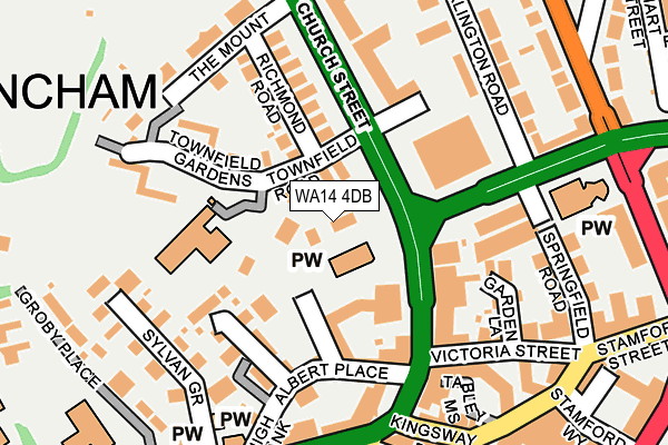 WA14 4DB map - OS OpenMap – Local (Ordnance Survey) WA14 4DB map - OS OpenMap – Local (Ordnance Survey)