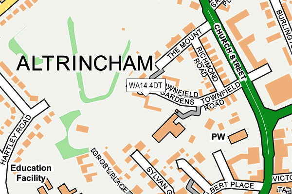 WA14 4DT map - OS OpenMap – Local (Ordnance Survey) WA14 4DT map - OS OpenMap – Local (Ordnance Survey)