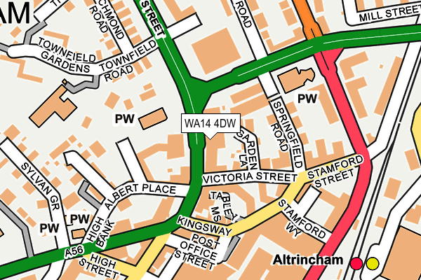 WA14 4DW map - OS OpenMap – Local (Ordnance Survey)