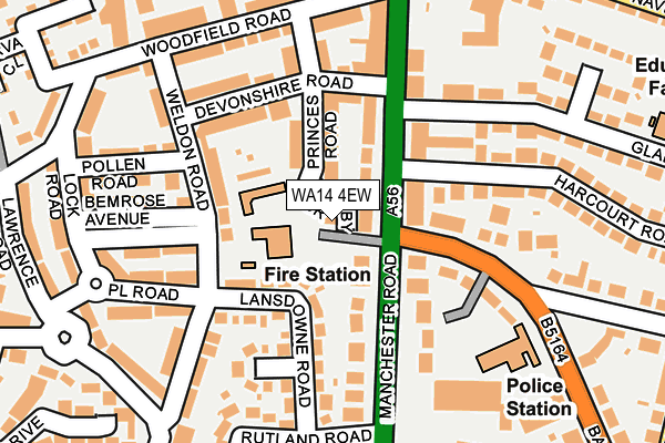 WA14 4EW map - OS OpenMap – Local (Ordnance Survey) WA14 4EW map - OS OpenMap – Local (Ordnance Survey)