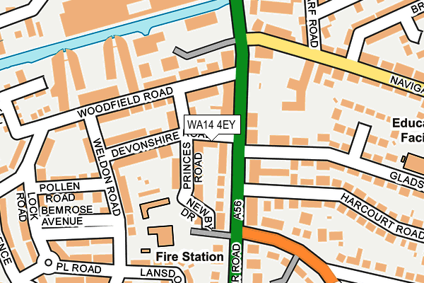 WA14 4EY map - OS OpenMap – Local (Ordnance Survey) WA14 4EY map - OS OpenMap – Local (Ordnance Survey)