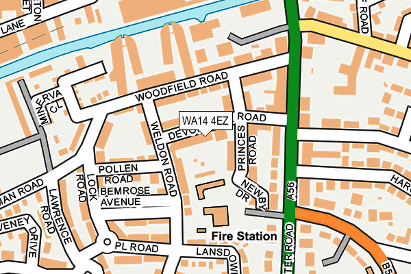 WA14 4EZ map - OS OpenMap – Local (Ordnance Survey) WA14 4EZ map - OS OpenMap – Local (Ordnance Survey)