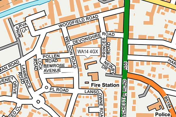 WA14 4GX map - OS OpenMap – Local (Ordnance Survey)