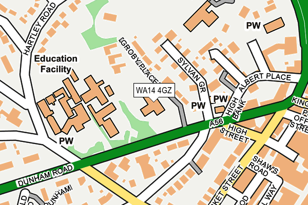 WA14 4GZ map - OS OpenMap – Local (Ordnance Survey) WA14 4GZ map - OS OpenMap – Local (Ordnance Survey)
