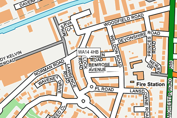 WA14 4HB map - OS OpenMap – Local (Ordnance Survey) WA14 4HB map - OS OpenMap – Local (Ordnance Survey)