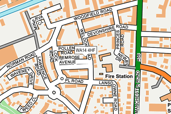 WA14 4HF map - OS OpenMap – Local (Ordnance Survey) WA14 4HF map - OS OpenMap – Local (Ordnance Survey)