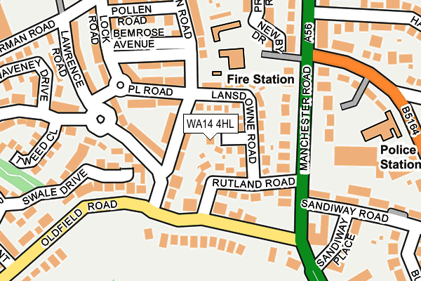WA14 4HL map - OS OpenMap – Local (Ordnance Survey) WA14 4HL map - OS OpenMap – Local (Ordnance Survey)