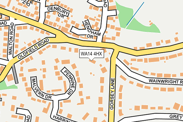WA14 4HX map - OS OpenMap – Local (Ordnance Survey) WA14 4HX map - OS OpenMap – Local (Ordnance Survey)