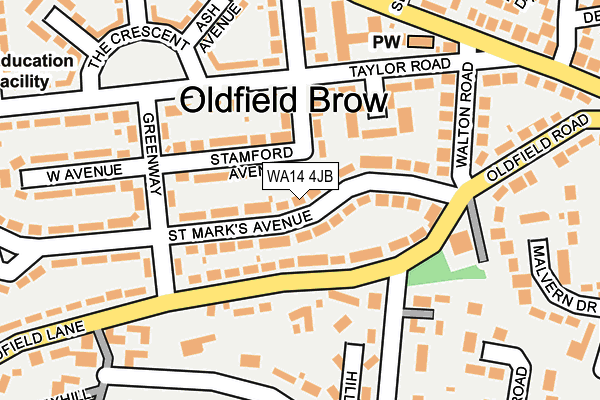 WA14 4JB map - OS OpenMap – Local (Ordnance Survey)
