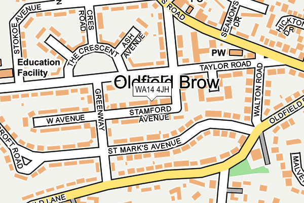 WA14 4JH map - OS OpenMap – Local (Ordnance Survey) WA14 4JH map - OS OpenMap – Local (Ordnance Survey)