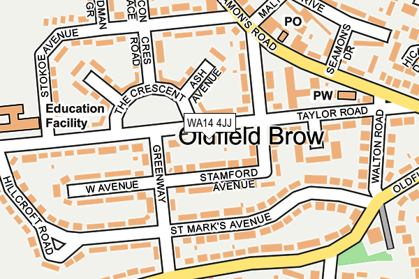 WA14 4JJ map - OS OpenMap – Local (Ordnance Survey)