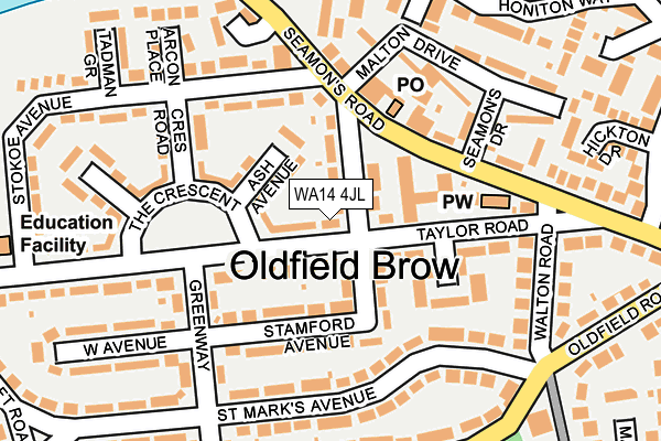 WA14 4JL map - OS OpenMap – Local (Ordnance Survey) WA14 4JL map - OS OpenMap – Local (Ordnance Survey)
