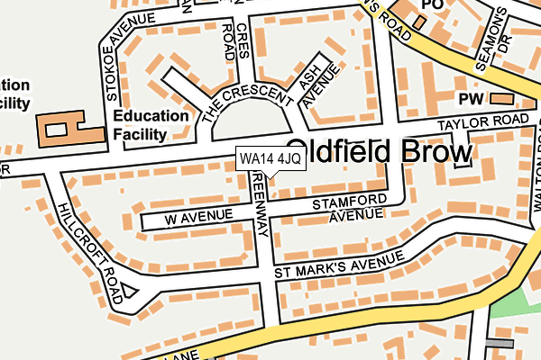 WA14 4JQ map - OS OpenMap – Local (Ordnance Survey) WA14 4JQ map - OS OpenMap – Local (Ordnance Survey)