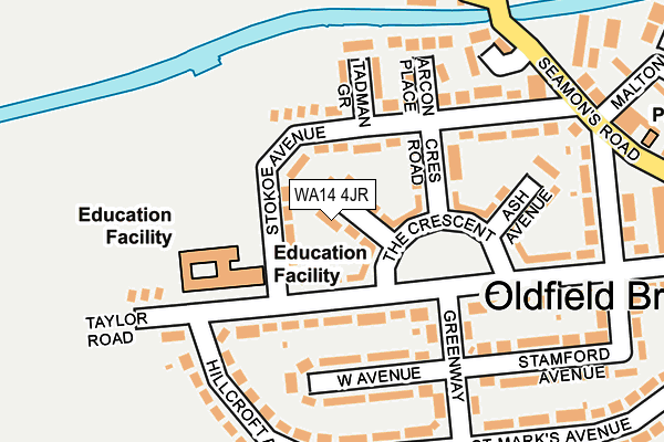 WA14 4JR map - OS OpenMap – Local (Ordnance Survey) WA14 4JR map - OS OpenMap – Local (Ordnance Survey)