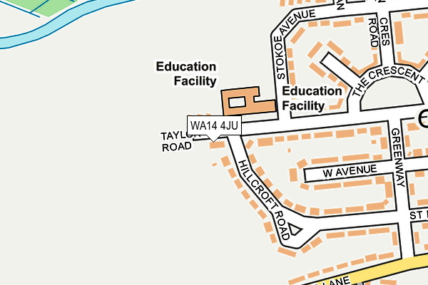 WA14 4JU map - OS OpenMap – Local (Ordnance Survey) WA14 4JU map - OS OpenMap – Local (Ordnance Survey)