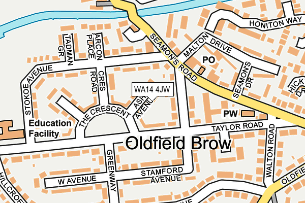 WA14 4JW map - OS OpenMap – Local (Ordnance Survey) WA14 4JW map - OS OpenMap – Local (Ordnance Survey)