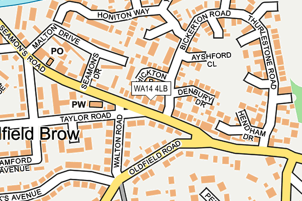 WA14 4LB map - OS OpenMap – Local (Ordnance Survey) WA14 4LB map - OS OpenMap – Local (Ordnance Survey)