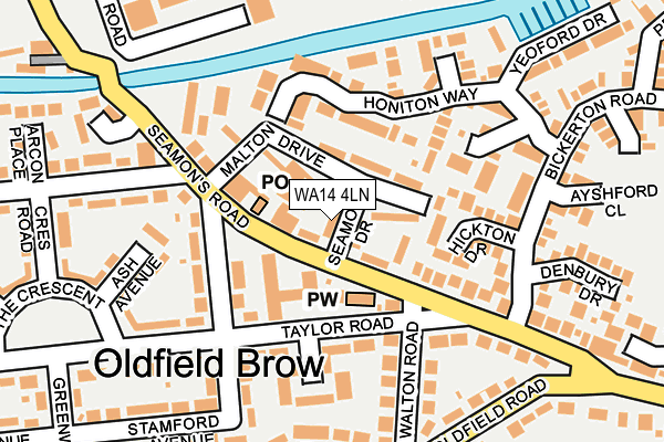 WA14 4LN map - OS OpenMap – Local (Ordnance Survey) WA14 4LN map - OS OpenMap – Local (Ordnance Survey)