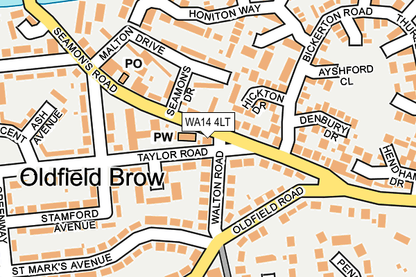 WA14 4LT map - OS OpenMap – Local (Ordnance Survey) WA14 4LT map - OS OpenMap – Local (Ordnance Survey)