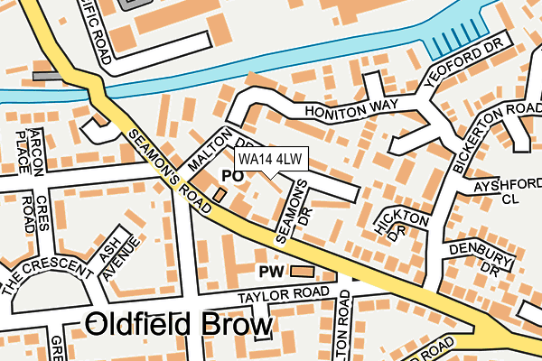 WA14 4LW map - OS OpenMap – Local (Ordnance Survey) WA14 4LW map - OS OpenMap – Local (Ordnance Survey)