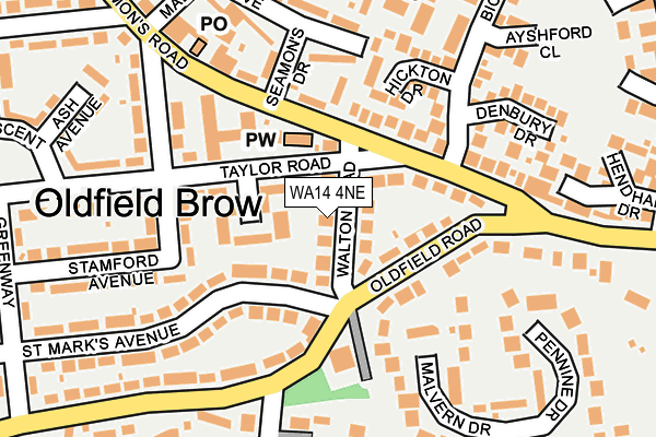 WA14 4NE map - OS OpenMap – Local (Ordnance Survey) WA14 4NE map - OS OpenMap – Local (Ordnance Survey)