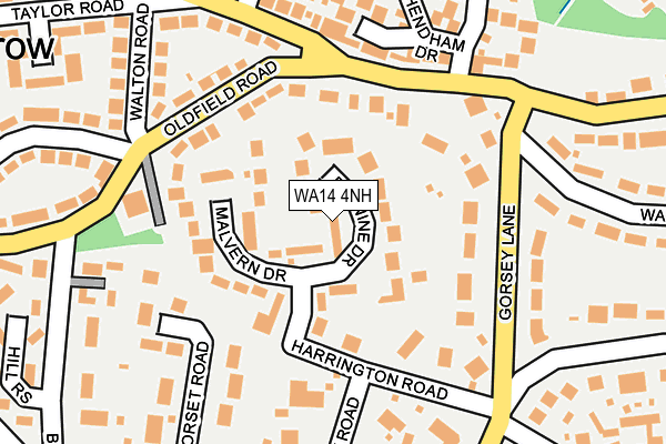 WA14 4NH map - OS OpenMap – Local (Ordnance Survey) WA14 4NH map - OS OpenMap – Local (Ordnance Survey)