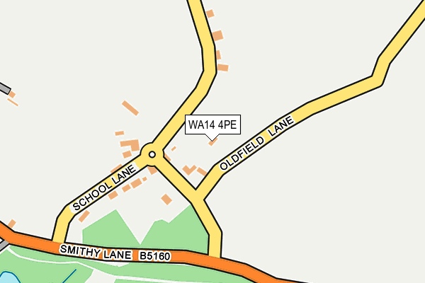 WA14 4PE map - OS OpenMap – Local (Ordnance Survey) WA14 4PE map - OS OpenMap – Local (Ordnance Survey)